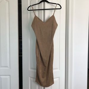 Suede tan knee length size large evening dress